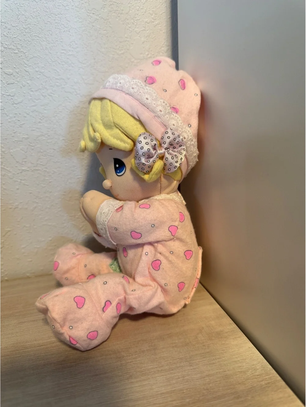 Precious Moments Plush Prayer Doll with Pink Heart Pajamas and Nightcap+Sound